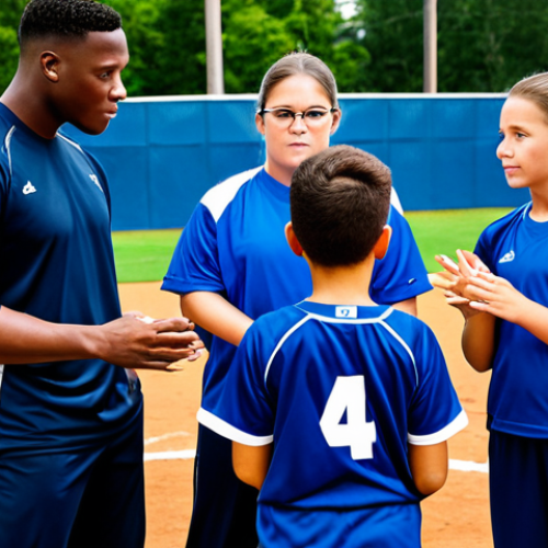 Home 17 A diverse group of young athletes, fully clothed in modest, professional baseball training attire, engaged in a structured training session at a state-of-the-art youth sports academy. A supportive coach, also in professional sports attire, is providing guidance to a young player, emphasizing positive development and teamwork. The background features modern training equipment and a bright, inspiring atmosphere. Safe for work, appropriate content, fully clothed, family-friendly, perfect anatomy, correct proportions, natural pose, well-formed hands, proper finger count, natural body proportions, professional photography, high quality.