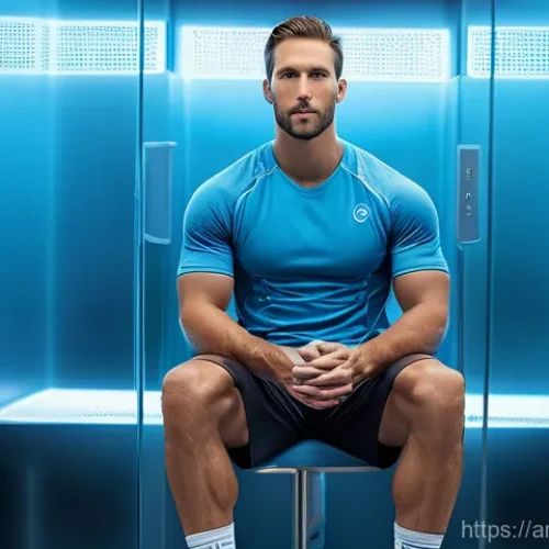 야구 관련 스포츠의학 발전 - **Prompt: Elite Baseball Player Undergoing Advanced Recovery Therapy**
    A dynamic, medium shot of...