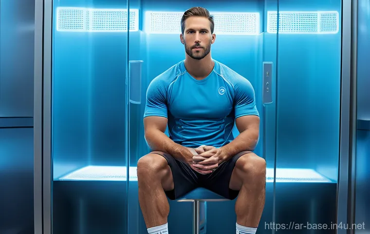 야구 관련 스포츠의학 발전 - **Prompt: Elite Baseball Player Undergoing Advanced Recovery Therapy**
    A dynamic, medium shot of...