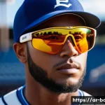 야구 경기용 고글 추천 - A detailed close-up of a professional baseball player wearing high-quality baseball sunglasses with ...