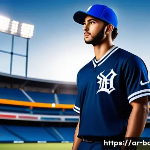 야구 시즌별 유니폼 디자인 분석 - A detailed illustration of a modern baseball uniform inspired by Middle Eastern culture, featuring t...